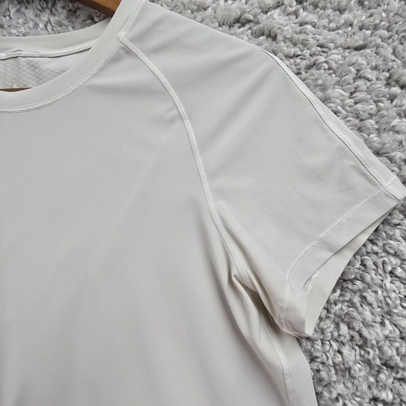 Lululemon Shirt Womens Medium White Short Sleeve‎ Pullover Active Gym Yoga READ - Picture 3 of 9
